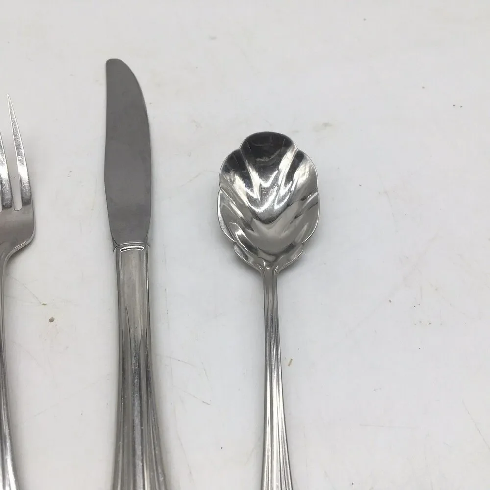 Oneida USA BANCROFT Stainless Flatware Set Of 5 - Dinner Fork Knife Sugar Spoon
